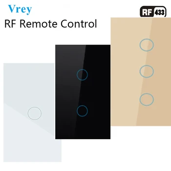 

US Standard Touch Switch Wireless remote control switches RF433 Wireless Wall switches Luxury Tempered Glass Panel