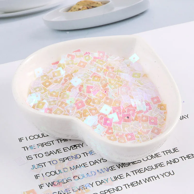 Sequin Embroidery Accessories Sequin Sewing Accessories Sequins For Crafts Sequins Accessories Multi Size 4mm/5mm/7mm Square Sequins Paillettes PVC Sequin Sewing Craft Kids DIY Scrapbook Women Garments Accessories