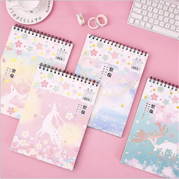 

A4 Sakura Deer Spiral Sketchbook Upturn Coil Sketch Graffiti Paper Hand Painting Drawing Paper School Office Art Supplies