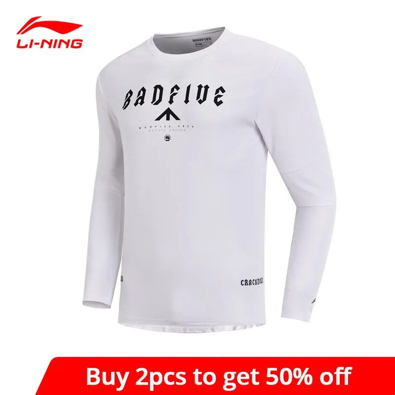 Мужская футболка с длинным рукавом Li-Ning из джерси серии BAD FIVE удобные спортивные