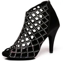 HROYL, новинка, женская обувь для латинских танцев, женские сандалии для сальсы, Резные Стразы, женские бальные туфли для танго, самбы, сексуальные вечерние Heel6-10CM