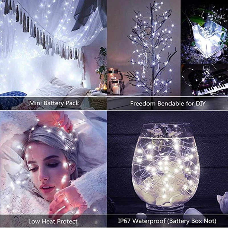 24 Pack LED Fairy Lights 20 LED Cool White Fairy String Lights 2M Waterproof Copper Wire LED Party Lights for Wedding Jars Craft