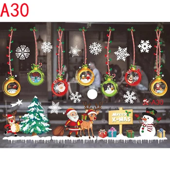 

New Year Glass Stickers Removable Wall Sticker PVC Christmas DIY Snowman Sticker Home Decal Christmas Decoration For Home Supply