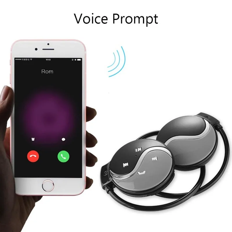 Wireless Bluetooth Headset Waterproof Mini Sports 3D Stereo Surround Earphone MP3 Music Player Micro SD Card Slot with Mic