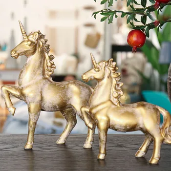 

European Creative Unicorn Art Sculpture Animals Figurine Resin Craft Home Decoration Accessories For Living Room R3812