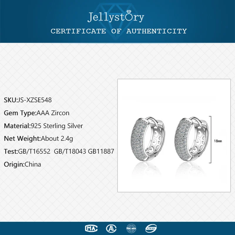 Jellystory модные серебряные 925 Ювелирные серьги с цирконием драгоценные камни для женщин геометрические формы серьги свадьба Вечеринка подарки