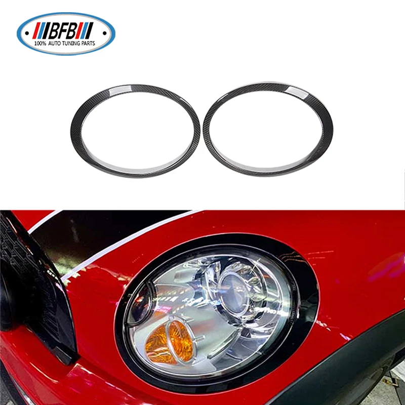 US $108.99 BFB 2PCS Headlight Front Lamp Eyebrows Front Eyelips Cover Trim Real carbon add on style For For Mini cooper R56 20052012