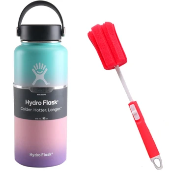 

Hydro Flask Water Bottle With Sponge Brush Stainless Steel Insulated Sports Water Bottle Wide Mouth water bottle18oz/32oz/40oz