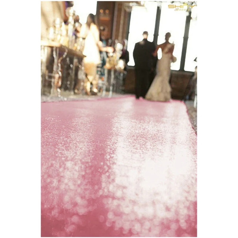 Sequin Aisle Outside Wedding Floor Runner 4FTx20FT Shiny Pink Carpet Aisle Runners Fabric for Wedding 48" x 240"-M1024