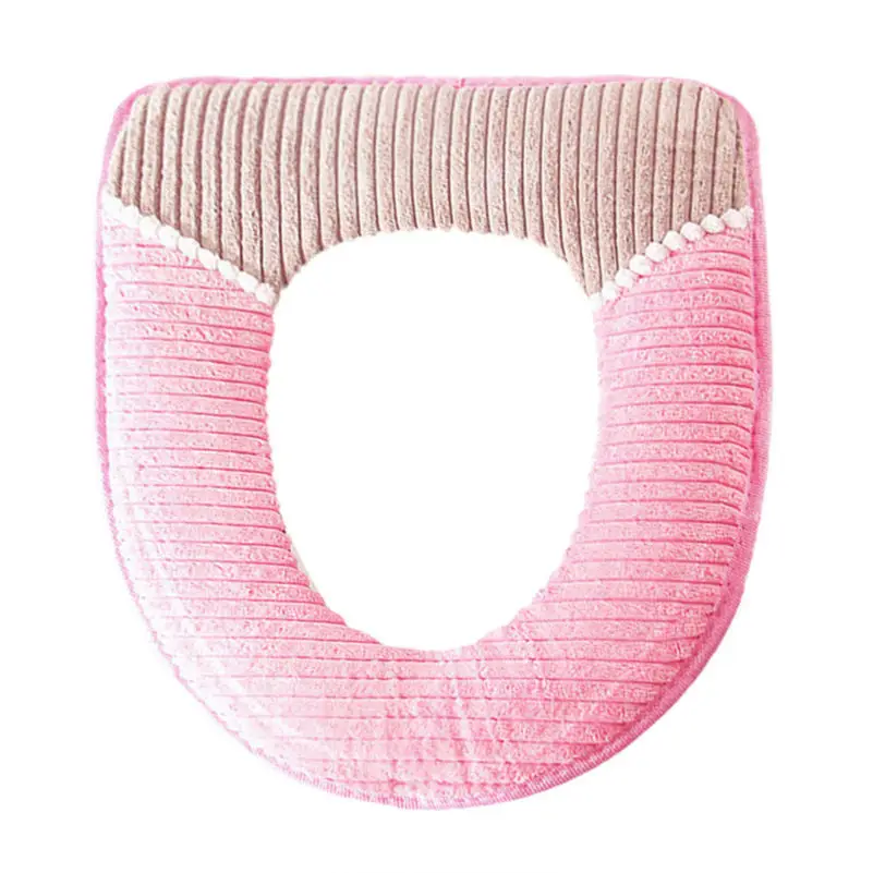 Вельветовый табурет мягкая грелка все фигуры защитное покрытие для ванной комнаты крышка сиденья унитаза прокладка многоразовая прочная Нетоксичная легкая чистка HH4 - Цвет: Pink