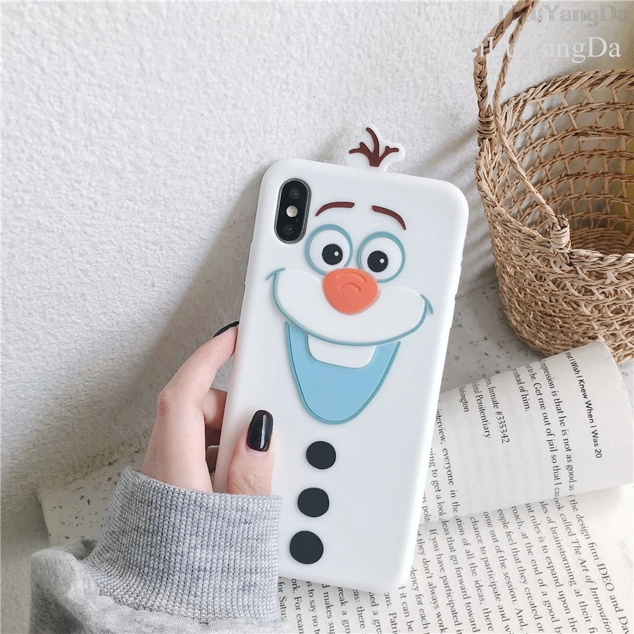 3D мультяшный милый снеговик Олаф чехол для телефона для iPhone 6 6s 7 8 Plus X XR XS 11 Pro Max Мягкий силиконовый чехол s Coque Fundas