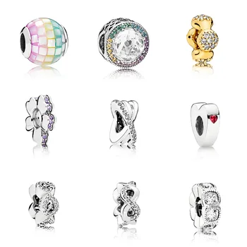

Original 925 Sterling Silver Beads Charm Round Shape Snowflake Crystal Bead For Women Diy Pandora Charm Bracelet Necklace