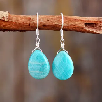 Unique Teardrop Earrings Faceted Amazonite Elegant Earrings Gems Stone Jewelry Gifts Dropship