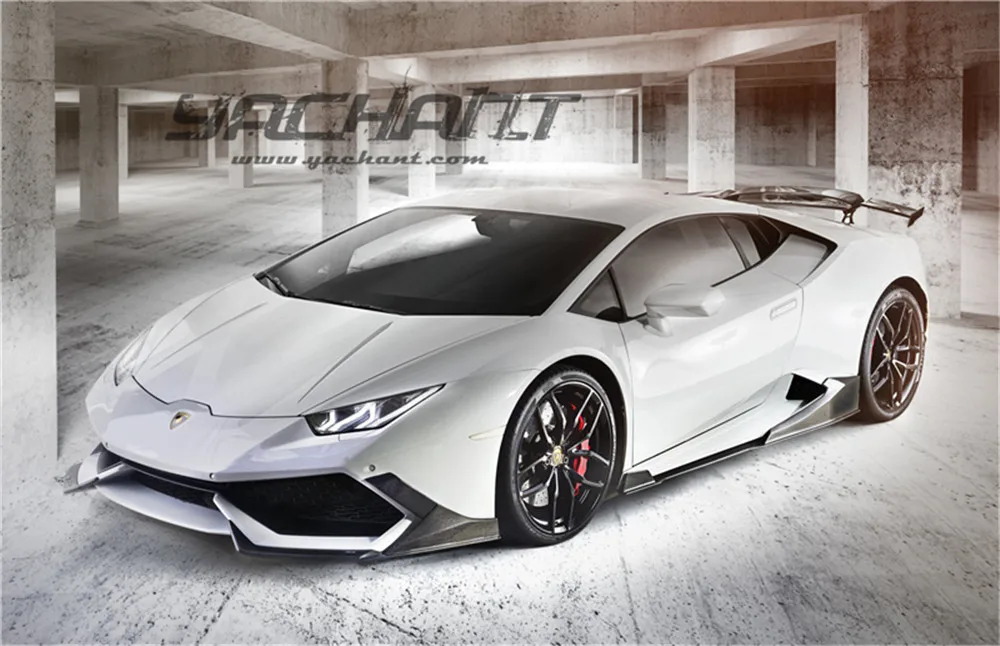 Углеродное волокно- Lamborghini Huracan LP610-4 Coupe Spyder MAD style Передняя губная лента
