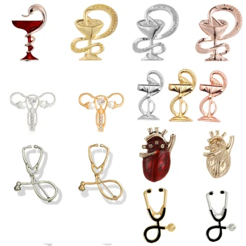 

1pcs Snake Cup Enamel Doctor Nurse Brooch Pin Men Women Denim Jackets Collar Badge Pin Button Brooches Bag Accessories jewelry