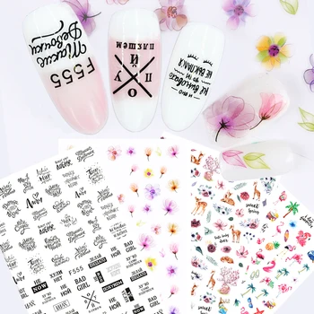 

1pcs Nail Sticker for Manicure Russia Letter Flamingo Pattern Summer Style Tips 3D Adhesive Decal Nail Art Decoration TRF554-563
