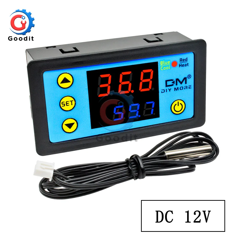 DC 12V W3231 цифровой дисплей контроль температуры Лер термостат Интеллектуальный Термометр контроль DC12V 24V AC 110~ 220V+ NTC модуль датчика - Цвет: DC 12V
