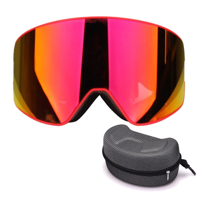Двойной лыжные очки с линзами снежные очки Для мужчин Для женщин Анти-туман покрытия скейтборд, сноуборд Лыжный Спорт очки с УФ-защитой, спортивные, аксессуары для глаз, солнцезащитные - Цвет: red