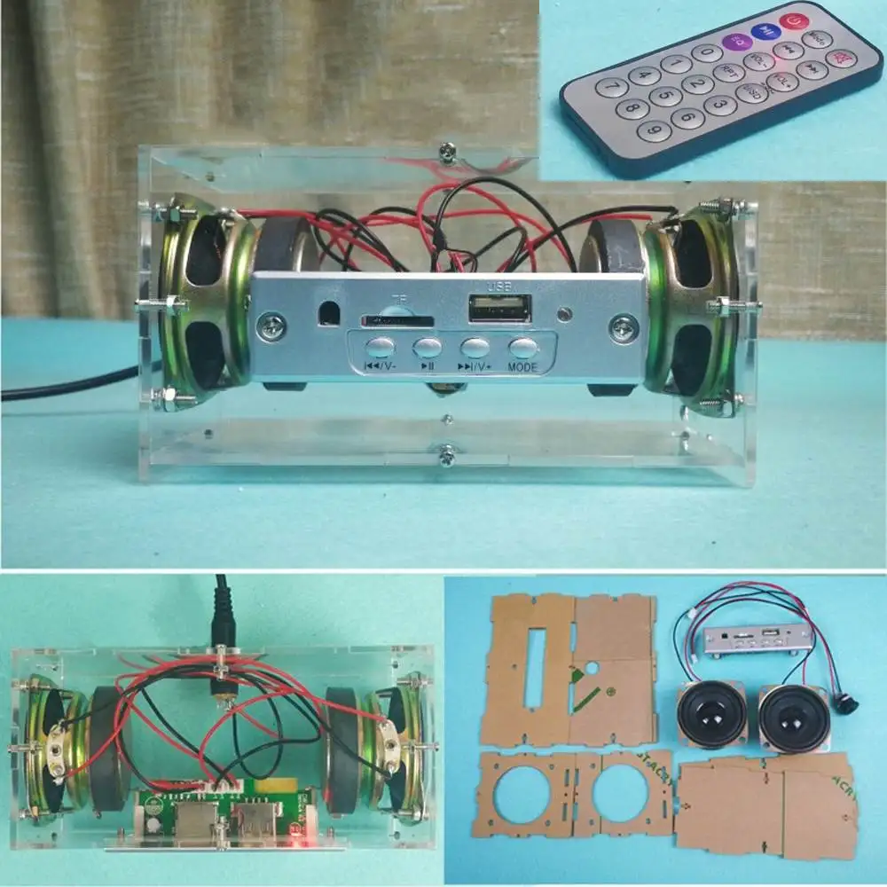 for Nature Sound Mini Bluetooth Speaker DIY Kit MP3 Music Pack Stereo Sound 3W Stereo Remote Control Soundbar for Party//Home Entertainment Tosuny Subwoofer Power Amplifier Clear