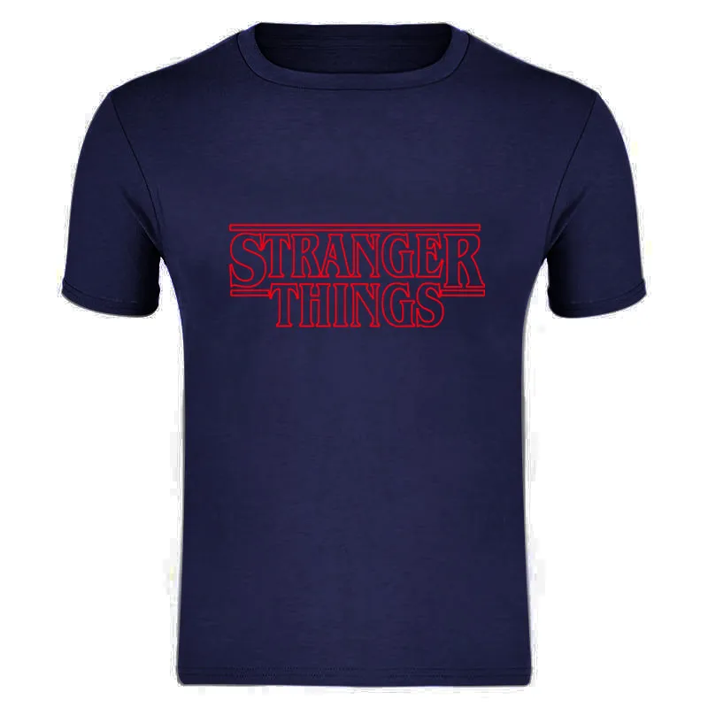 STRANGER THINGS Mens T-Shirts Summer cotton Short Sleeve T Shirts New casual Tee Shirts Male T shirt S-XXXL - Цвет: Navy blue