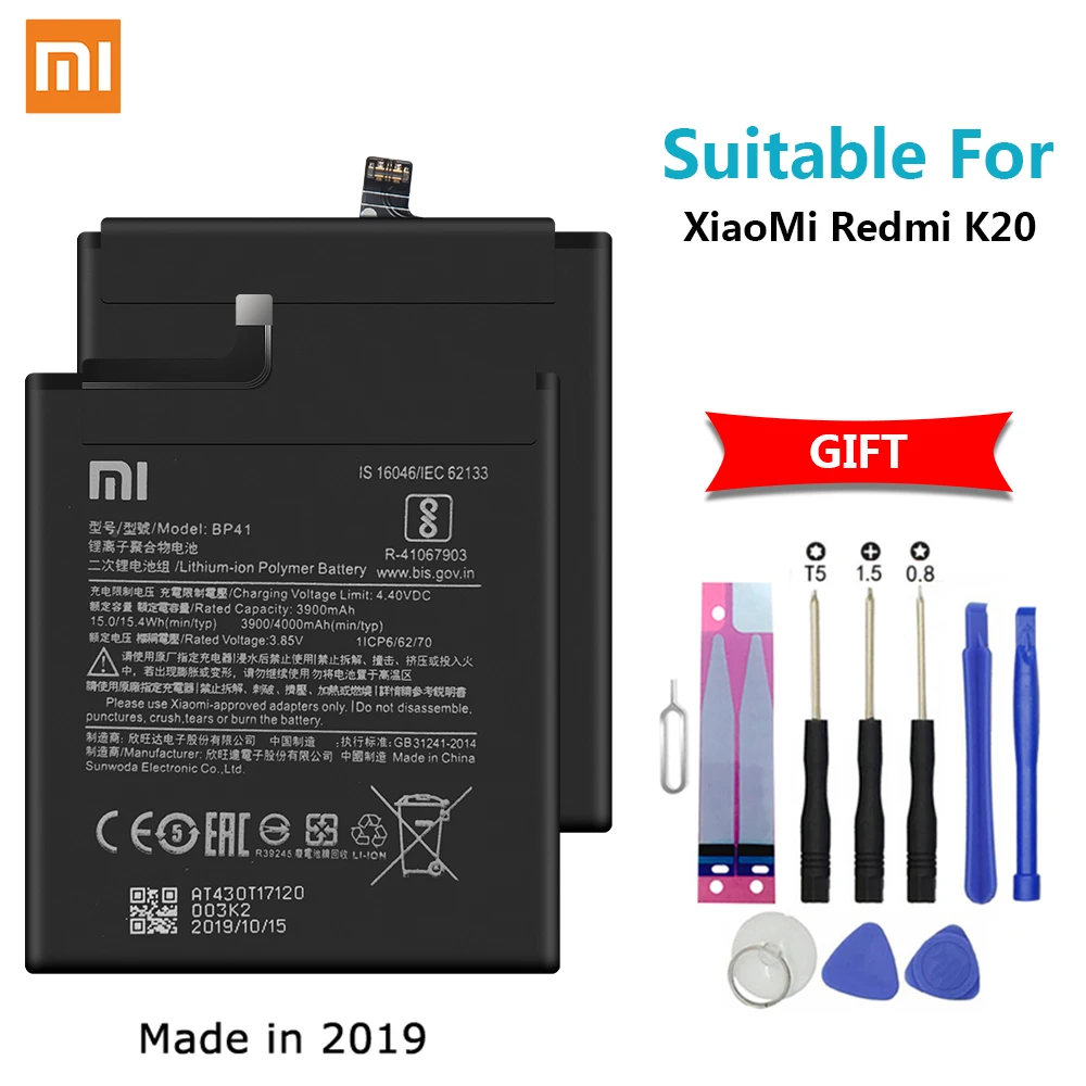 Xiaomi Original phone Battery BP41 4000mAh High Capacity High Quality Replacement Battery For Xiaomi Redmi K20 Retail Package Xiaomi Original phone Battery BP41 4000mAh High Capacity High Quality Replacement Battery For Xiaomi Redmi K20 Retail Package