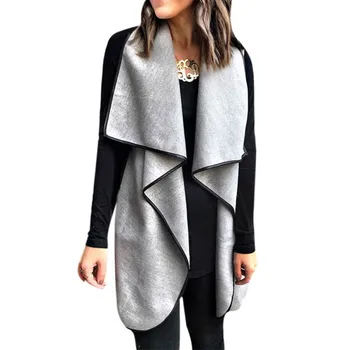

2019 Spring Autumn Plush Women Jackets Casual Solid Color Lapel Cardigan Coats Female Sleeveless Loose Jacket chaquetas mujer
