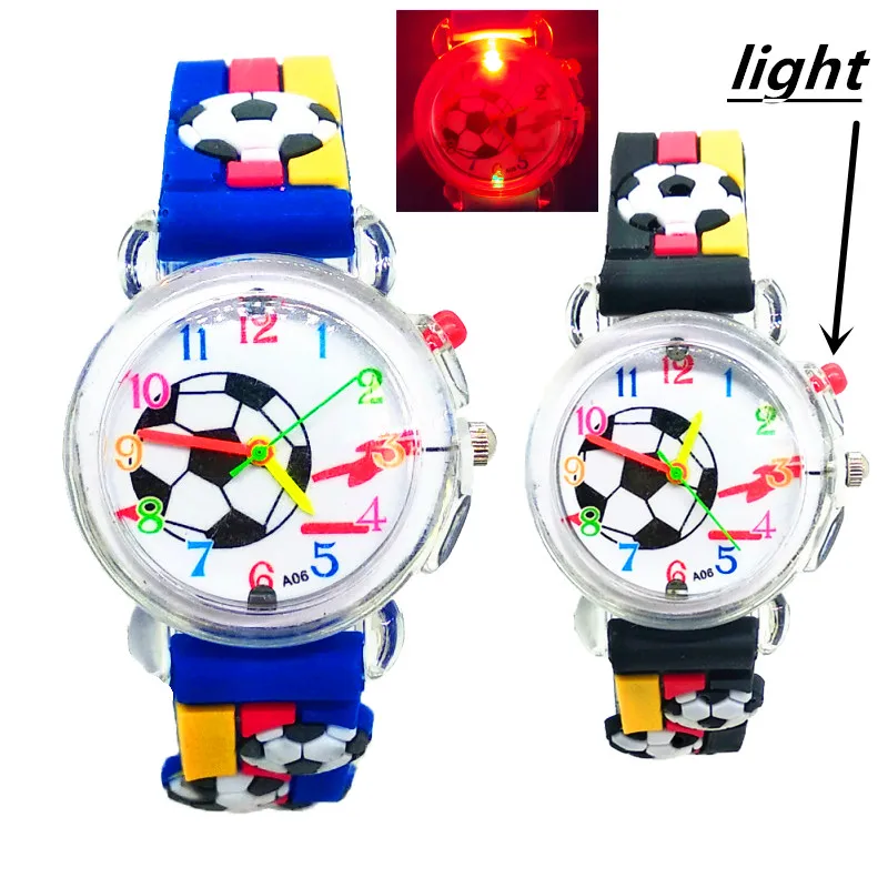 5 Colors Cartoon Glowing Football Kids Watch Led Flash Sports Children Watch for Boys