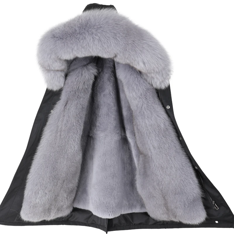 

maomaokong 2019 NEW Women Winter Long Jacket Warm Fashion Fox Fur Collar With Rabbit Fur Liner Parka Coats