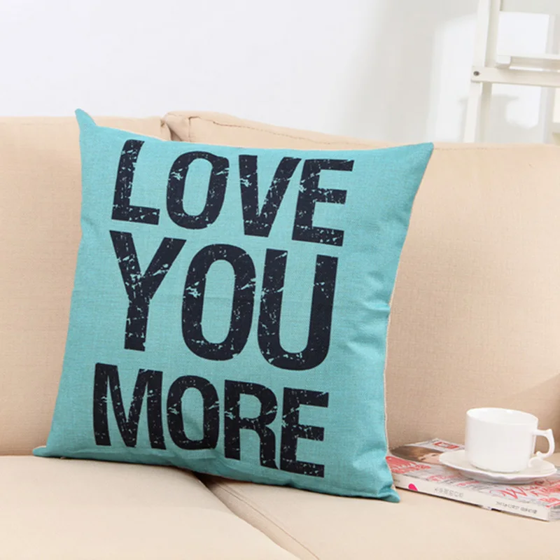 Blue Белье LOVE YOU MORE я никогда не буду любить тебя диван-кровать Декор Подушка Чехол для подушки подарок - Цвет: Blue