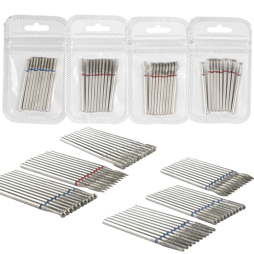 10pcs Milling Cutter For Manicure Diamond Nail Drill Bits Set Accessory Pedicure Machine Nail Bit Flies Gel Remover Cutter Tool 2