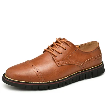

Leather business casual leather shoes male Korean version of the wild men's shoes British Bullock carved tide shoes large size