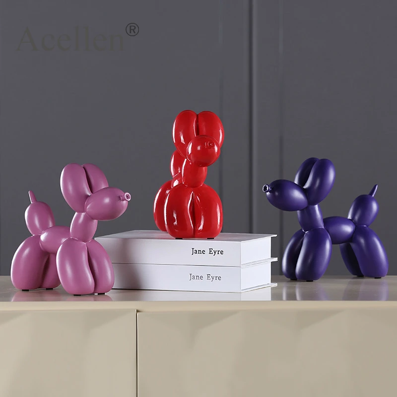 Matte Shine Effect Balloon Dog Crafts Resin Sculpture Home Decor Modern Nordic Home Decoration Accessories Creative Gifts Animal