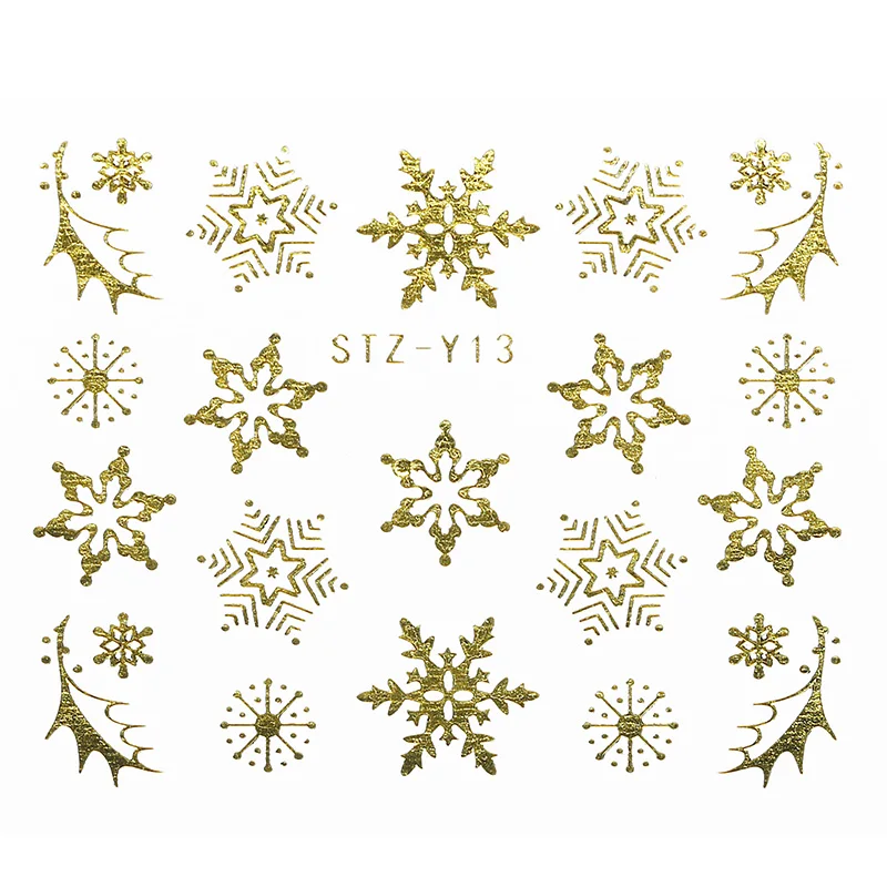 1 лист Рождественский узор для наклейки для ногтей 3D Снежинка звезда лазерный блеск Рождественский дизайн ногтей переводная наклейка s - Цвет: STZ-Y13