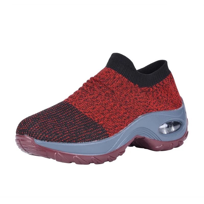 PUIMENTIUA/Коллекция года; женская обувь из сетчатого материала на подушке; женские модные кроссовки размера плюс 42; женская спортивная обувь с амортизацией; женская обувь на плоской подошве - Color: red B