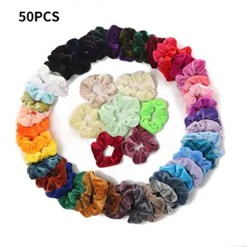 

50 Soft Velvet Women'S Elastic Hair Ring Rubber Bands Sweet Girls Hair Accessories Ponytail Holder Headdress Headwear Colon Roll