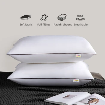 

Rapid Rebound Five-star Hotel Pillow Brushed Fabric Comfortable Home Decor for Living Room Feather Velvet Neck pillow Breathable
