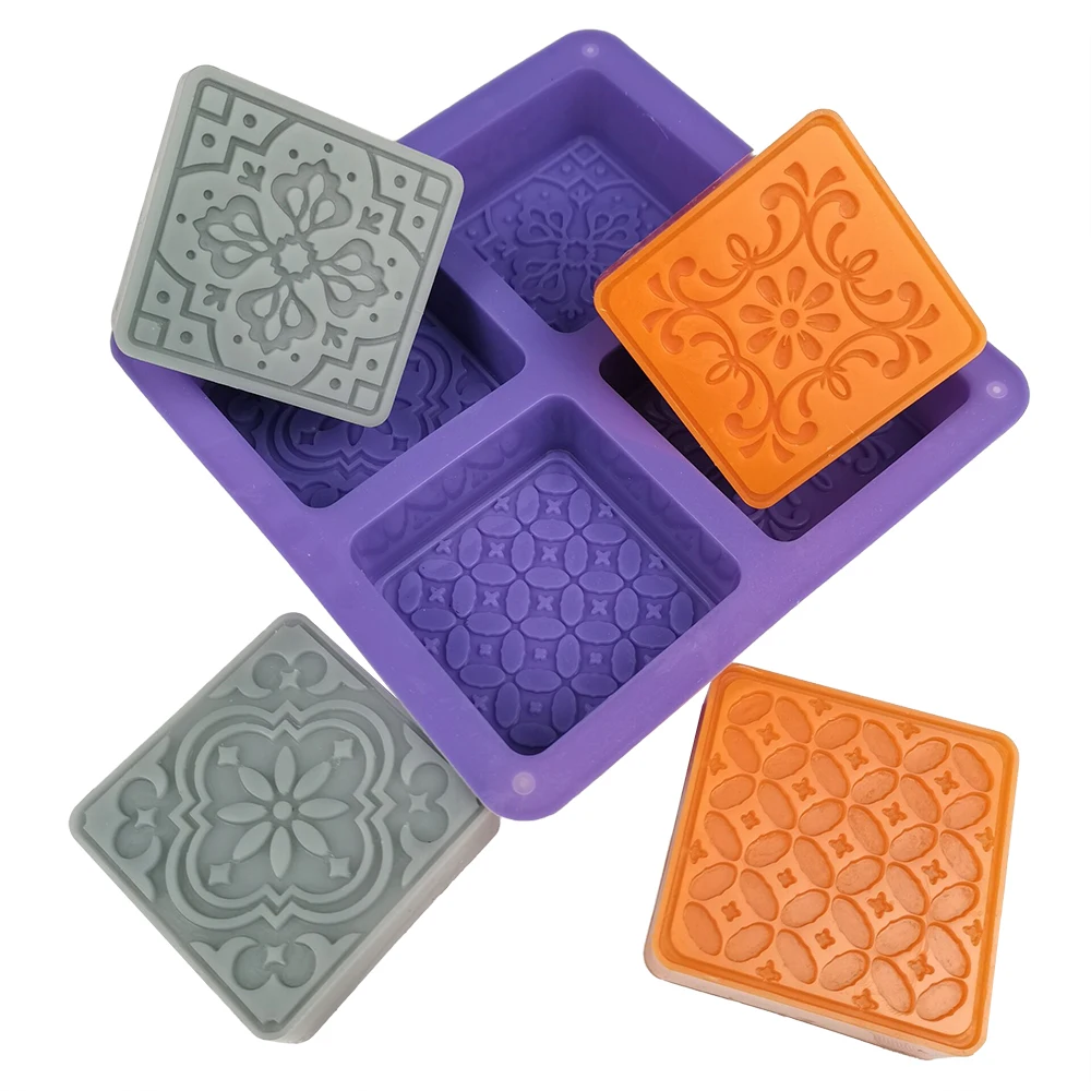 

4 Cavity Fondant Cake Square Soap Mold Silicone Mold DIY Handmade Chocolate Baking Tool Crafts Home Decoration DIY