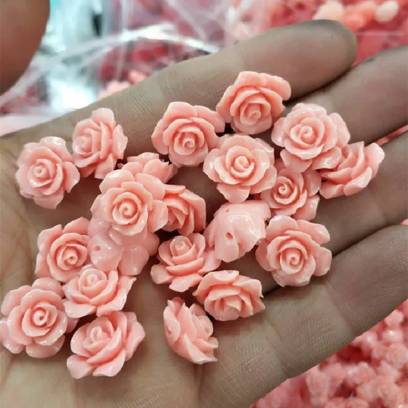 

30PCS Pink Flower Beads Clay Material 15MM Loose Items DIY Jewelry Finding And Accessories Women Bracelets Making