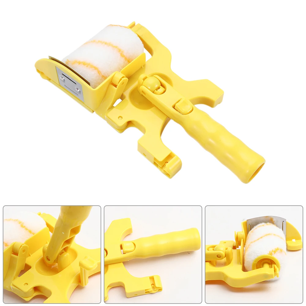 roller cover 1 set Paint Roller Brush Portable Clean-Cut Paint Edger Roller Brush Plastic Handle Safe Tool for Home Wall Ceilings paint roller tray