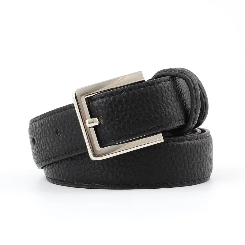 black belt Женский однотонный кожаный ремень квадратная игла Пряжка Дикая мода камень узор декоративный ремень для джинсов женские аксессуары AN1423 - Цвет: black belt