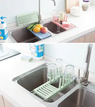 

Retractable Drain Rack Kitchen Storage Drain cup Holder Racks Dishes Vegetable Rack Dish Drainer Tray Large Sink Drying Racks