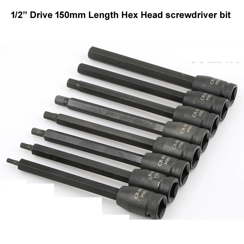 Description Picture 2 of item1pcs150mm Length CR-mo 1/2 Inch Drive Sockets H4-H12 Hex Screwdriver Bit set Hand Tools impact Socket Joint Hexagonal bits