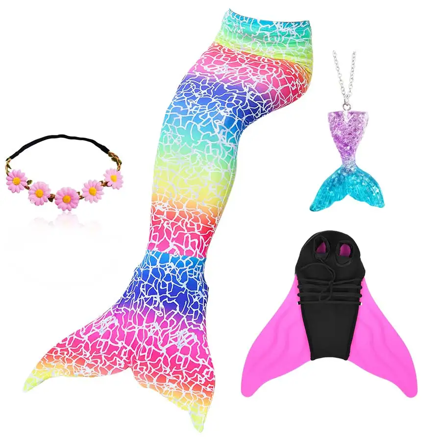 Girls Mermaid Tails for Swimming Mermaid Costume Cosplay Children Swimsuit Fantasy Beach Bikini can add Monofin Fin Halloween halloween costumes