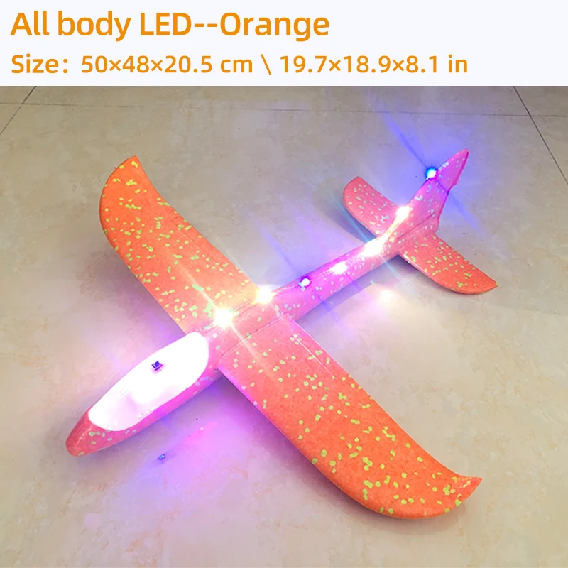 remote control helicopters 50CM Big LED Flash Foam Plane Glider Hand Throw Light Inertial AirPlane EPP Outdoor Launch Fun of Kids Toys for Children Gift auto world diecast