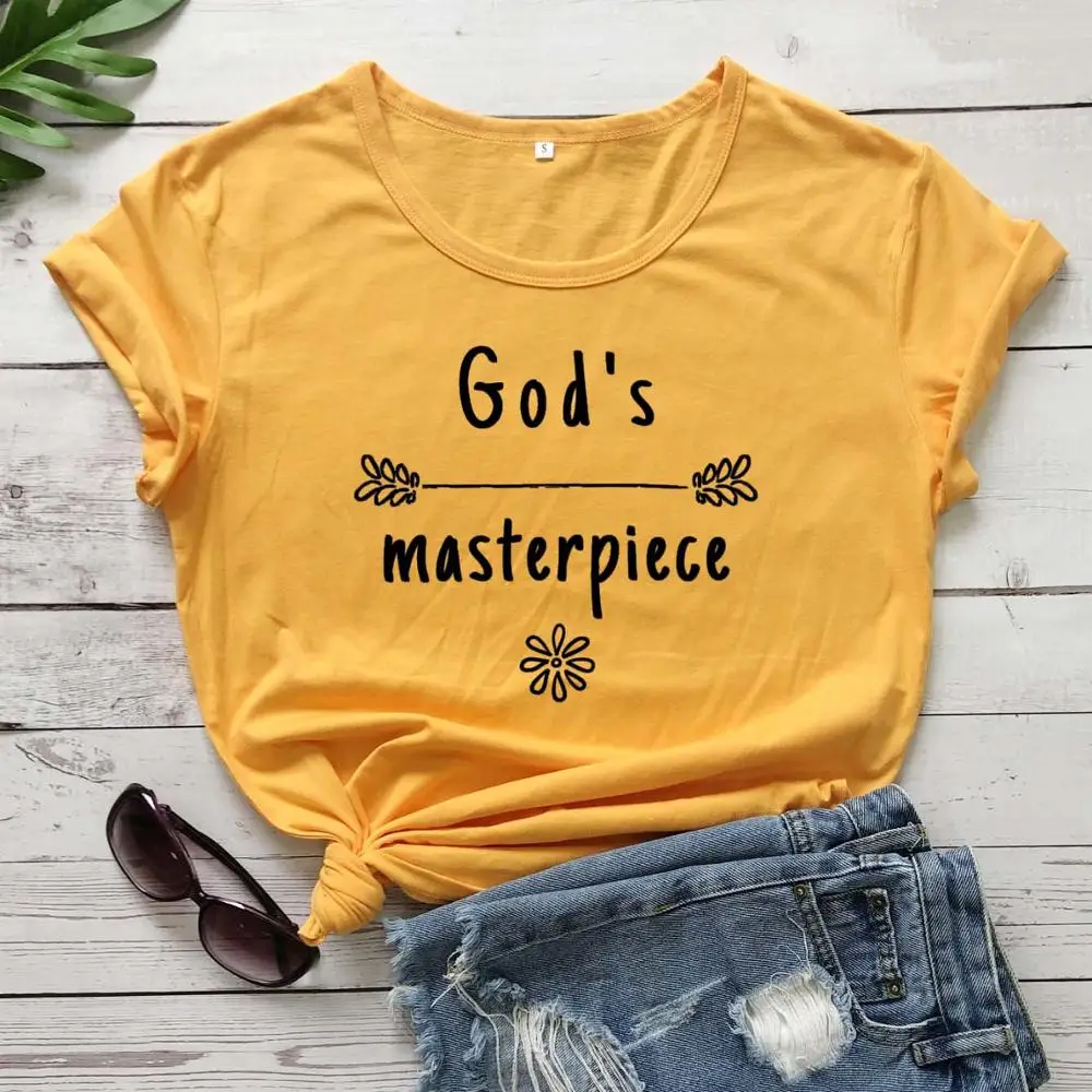 God's Masterpiece Spiritual Faith Spirituality Christ Jesus Religion Funny Motivational Inspirational Gift T-Shirt ree top M113 | Женская