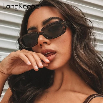 

Fashion Rectangle Sunglasses Women 2020 Luxury Brand Small Square Sun Glasses Men Vintage Leopard Travel Gafas de sol hombre