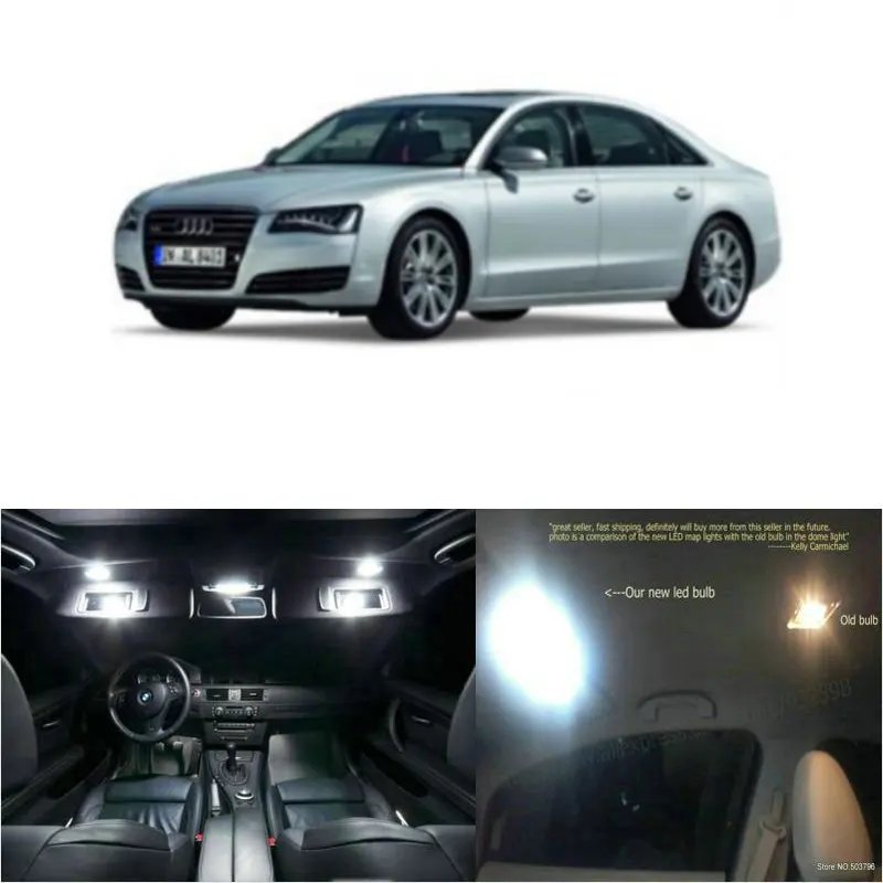 

LED Interior Car Lights For audi a8 2002 room dome map reading foot door lamp error free 22pc