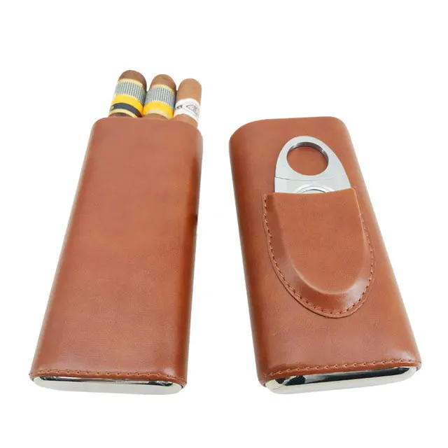 Держатель 3 шт. высокого класса кожа Humidor с сигары резак портативный курительный гаджет магазин коробка аксессуары подарок для мужчин