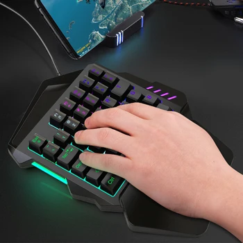 

35 Keys Portable Non Slip Wired Left USB Numeric Keypad Game One Handed Mini ABS Accessories LED Backlight Keyboard