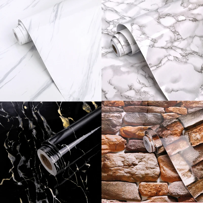 PVC Imitation marble sticker wall paper wallpaper self-adhesive cabinet kitchen wall furniture renovation waterproof
